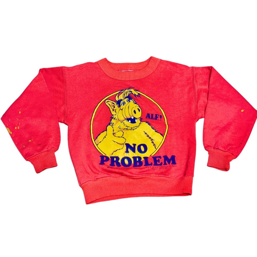Vintage Alf Sweatshirt Sz 6-8 Youth Kids Red "No Problem" 1987 Graphic Girl Boy